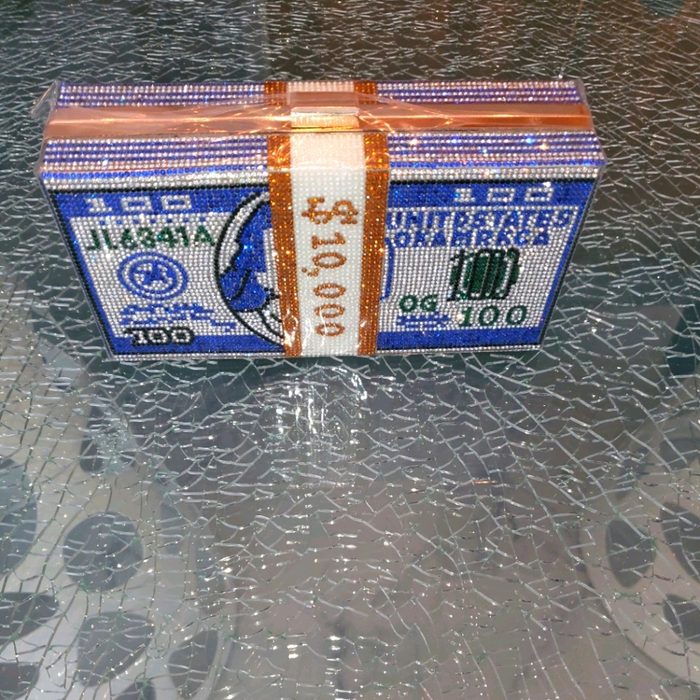 MONEY STACK CLUTCH BLUE